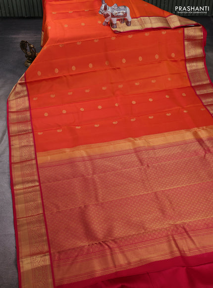 Orange & Pink Pure Kanchipuram Silk - Buttas