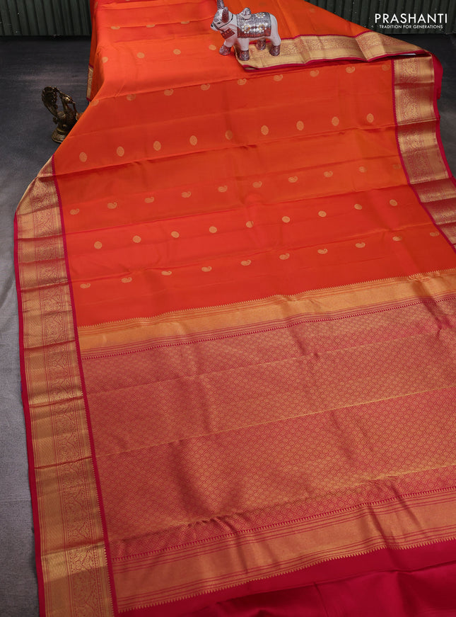 Orange & Pink Pure Kanchipuram Silk - Buttas
