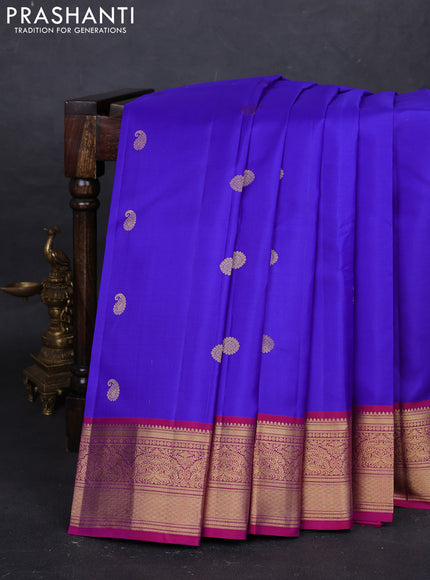 Violet & Magenta Pink Pure Kanchipuram Silk - Buttas