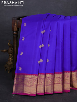 Violet & Magenta Pink Pure Kanchipuram Silk - Buttas