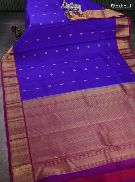 Violet & Magenta Pink Pure Kanchipuram Silk - Buttas