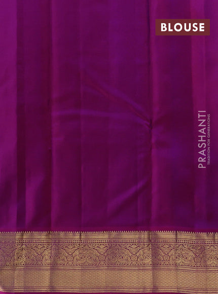 Violet & Magenta Pink Pure Kanchipuram Silk - Buttas