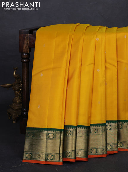 Yellow & Green Pure Kanchipuram Silk - Buttas