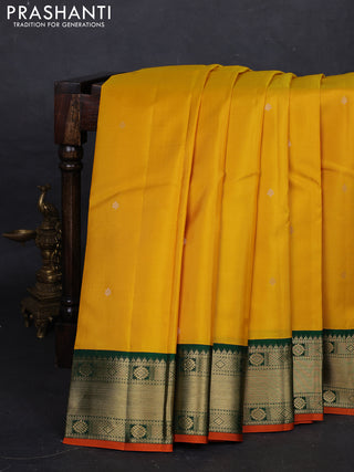 Yellow & Green Pure Kanchipuram Silk - Buttas
