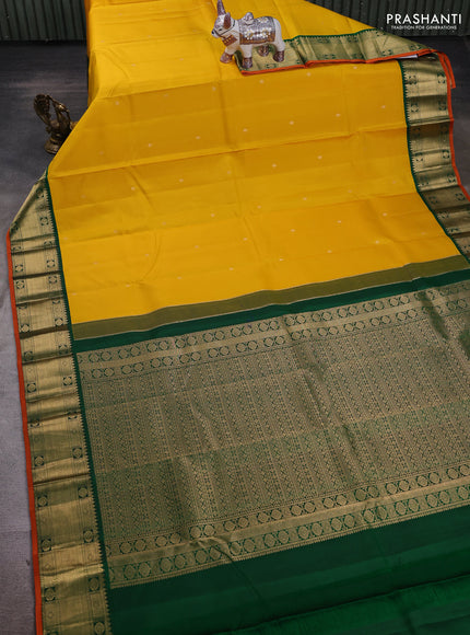 Yellow & Green Pure Kanchipuram Silk - Buttas