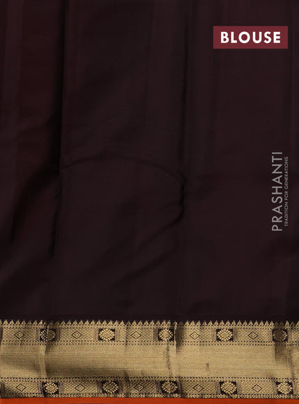 Red & Coffee Brown Pure Kanchipuram Silk - Buttas