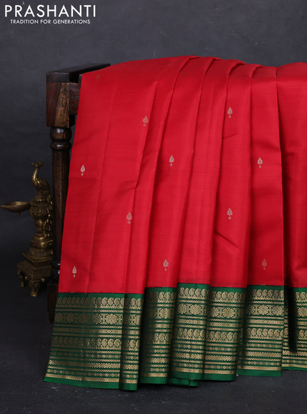 Red & Green Pure Kanchipuram Silk - Buttas