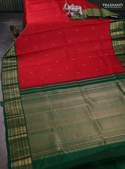 Red & Green Pure Kanchipuram Silk - Buttas