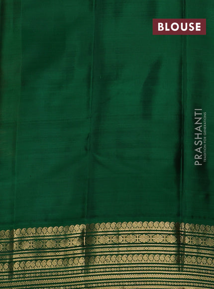 Mustard Yellow & Green Pure Kanchipuram Silk - Buttas