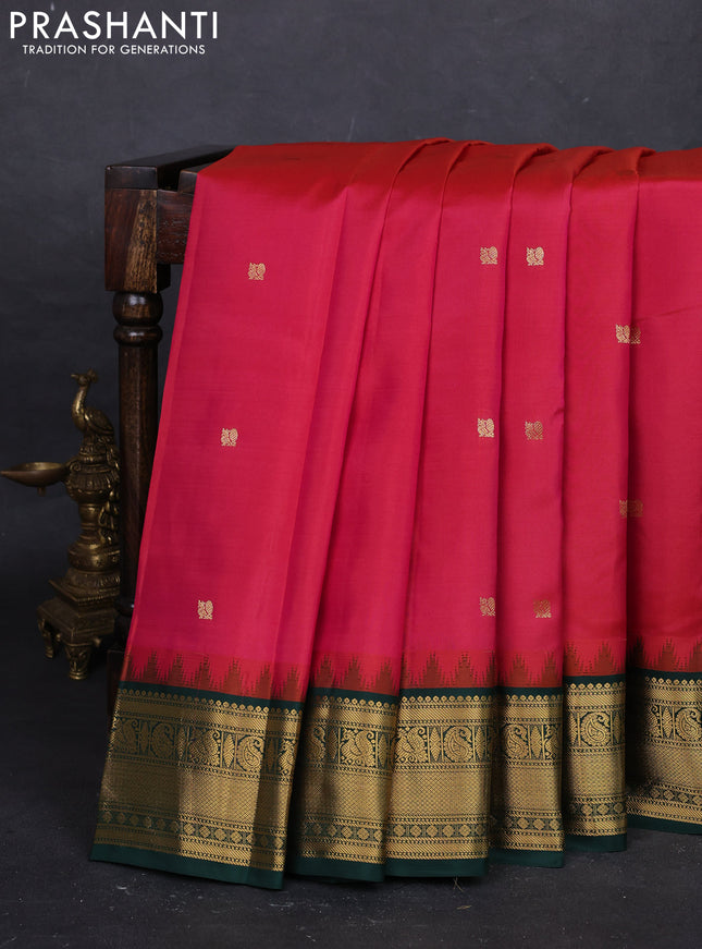 Pink & Green Pure Kanchipuram Silk - Buttas