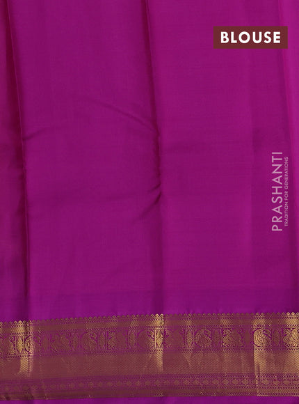 Mustard Yellow & Magenta Pink Pure Kanchipuram Silk - Buttas