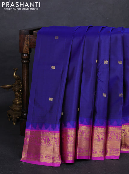 Blue & Magenta Pink Pure Kanchipuram Silk - Buttas