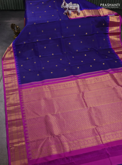 Blue & Magenta Pink Pure Kanchipuram Silk - Buttas