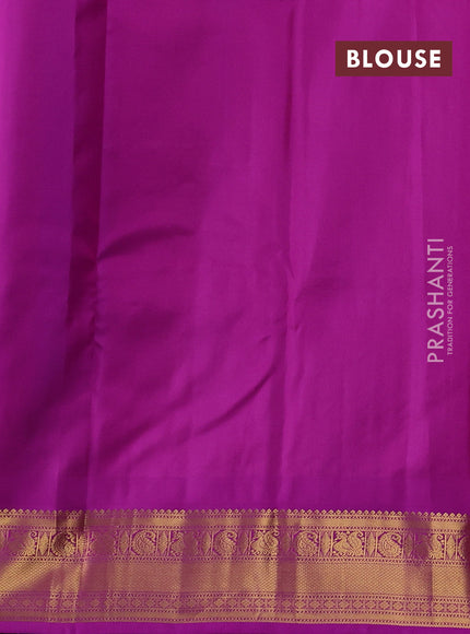 Blue & Magenta Pink Pure Kanchipuram Silk - Buttas