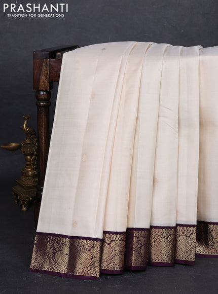 Cream & Wine Pure Kanchipuram Silk - Buttas