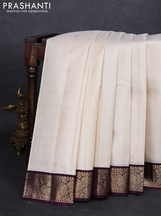 Cream & Wine Pure Kanchipuram Silk - Buttas
