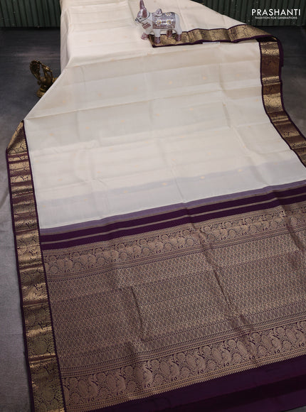Cream & Wine Pure Kanchipuram Silk - Buttas