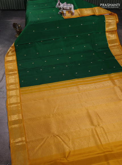 Green & Mustard Yellow Pure Kanchipuram Silk - Buttas