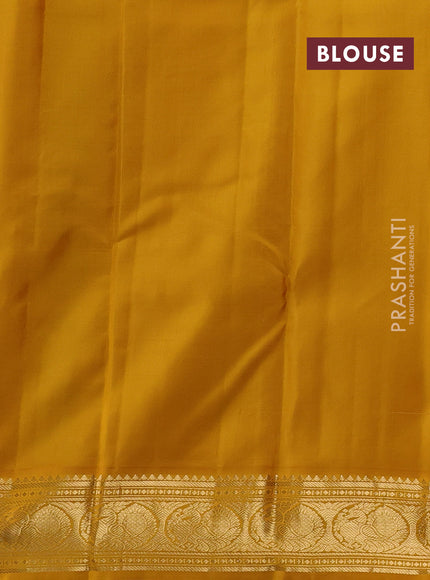 Green & Mustard Yellow Pure Kanchipuram Silk - Buttas