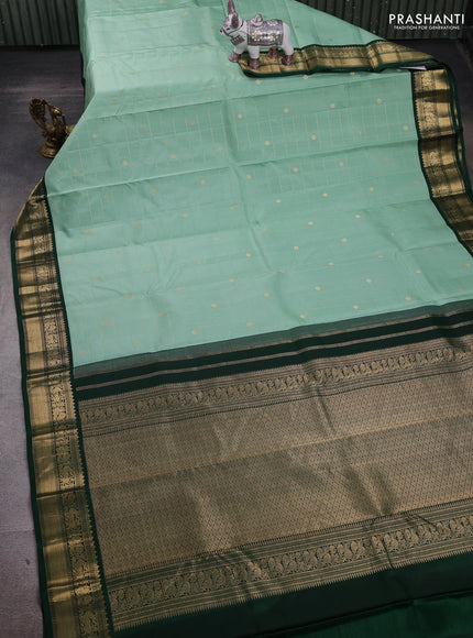 Pastel Green & Green Pure Kanchipuram Silk - Checks
