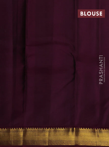 Teal Blue & Wine Pure Kanchipuram Silk - Checks