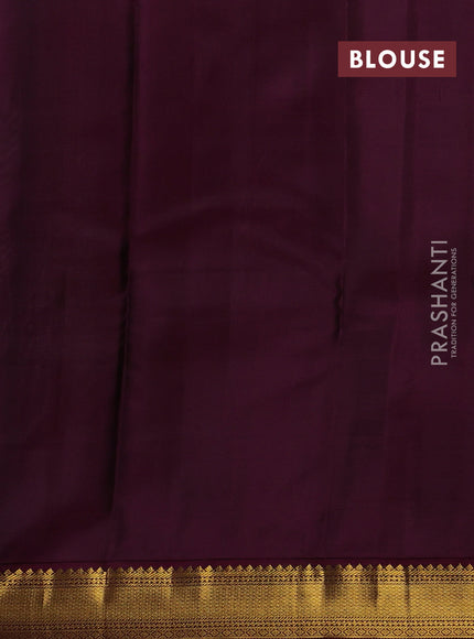 Teal Green & Wine Pure Kanchipuram Silk - Checks