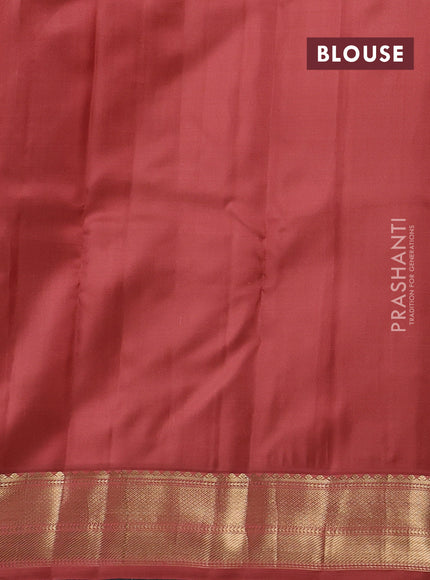 Blue & Peach Pure Kanchipuram Silk - Korvai