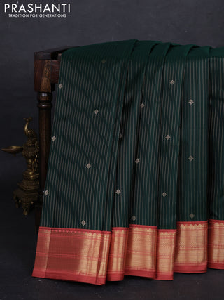 Green & Peach Pure Kanchipuram Silk - Buttas
