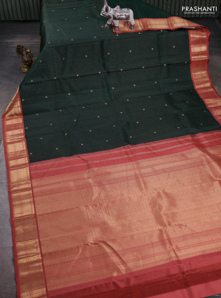 Green & Peach Pure Kanchipuram Silk - Buttas
