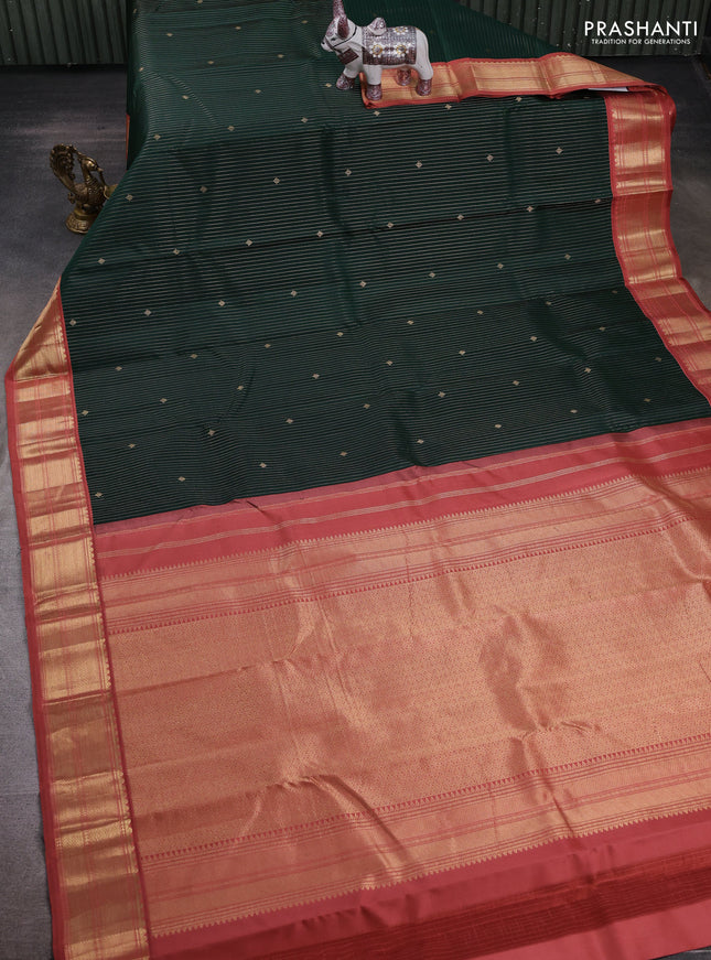 Green & Peach Pure Kanchipuram Silk - Buttas