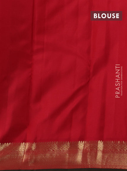 Teal Blue & Red Pure Kanchipuram Silk - Buttas