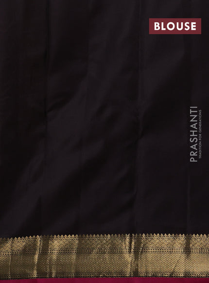 Beige & Coffee Brown Pure Kanchipuram Silk - Korvai