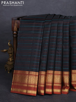 Black Pure Kanchipuram Silk - Ganga Jamuna Border