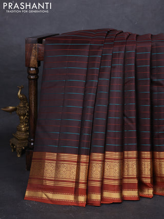 Coffee Brown Pure Kanchipuram Silk - Ganga Jamuna Border