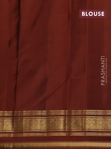 Coffee Brown Pure Kanchipuram Silk - Ganga Jamuna Border