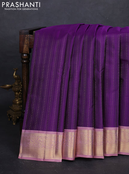 Purple & Peach Pure Kanchipuram Silk - Korvai