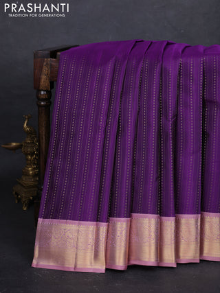 Purple & Peach Pure Kanchipuram Silk - Korvai
