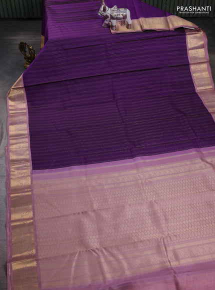 Purple & Peach Pure Kanchipuram Silk - Korvai