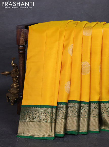 Yellow & Green Pure Kanchipuram Silk - Korvai