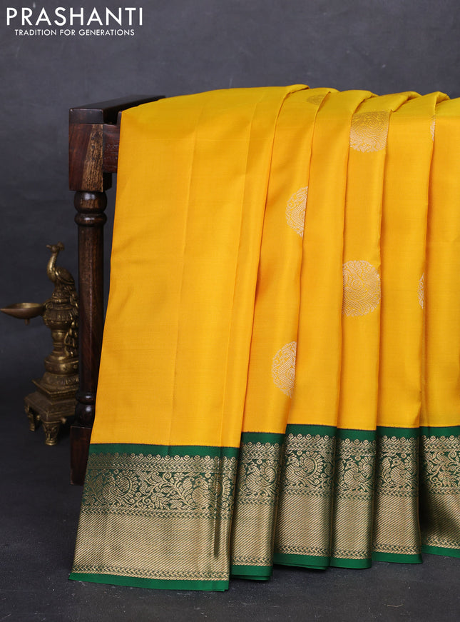 Yellow & Green Pure Kanchipuram Silk - Korvai