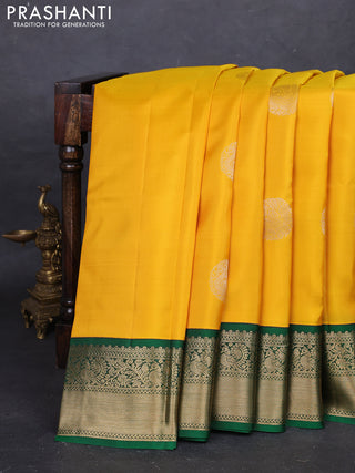 Yellow & Green Pure Kanchipuram Silk - Korvai