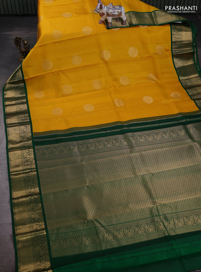 Yellow & Green Pure Kanchipuram Silk - Korvai