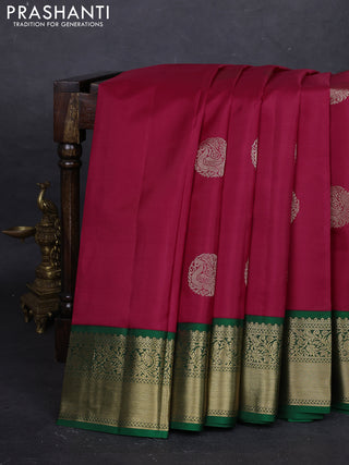 Pink & Green Pure Kanchipuram Silk - Korvai