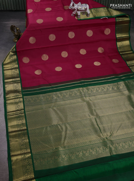 Pink & Green Pure Kanchipuram Silk - Korvai