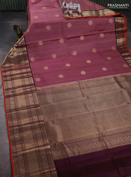Onion Pink & Rust Pure Kanchipuram Silk - Buttas