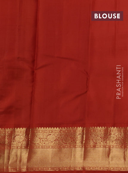Teal Blue & Rust Pure Kanchipuram Silk - Buttas