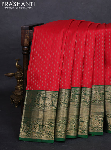 Red & Green Pure Kanchipuram Silk - 1000 Buttas