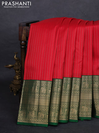 Red & Green Pure Kanchipuram Silk - 1000 Buttas