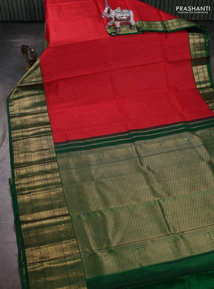 Red & Green Pure Kanchipuram Silk - 1000 Buttas