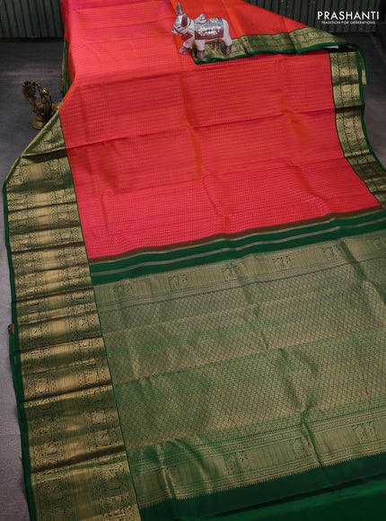 Orange & Green Pure Kanchipuram Silk - 1000 Buttas
